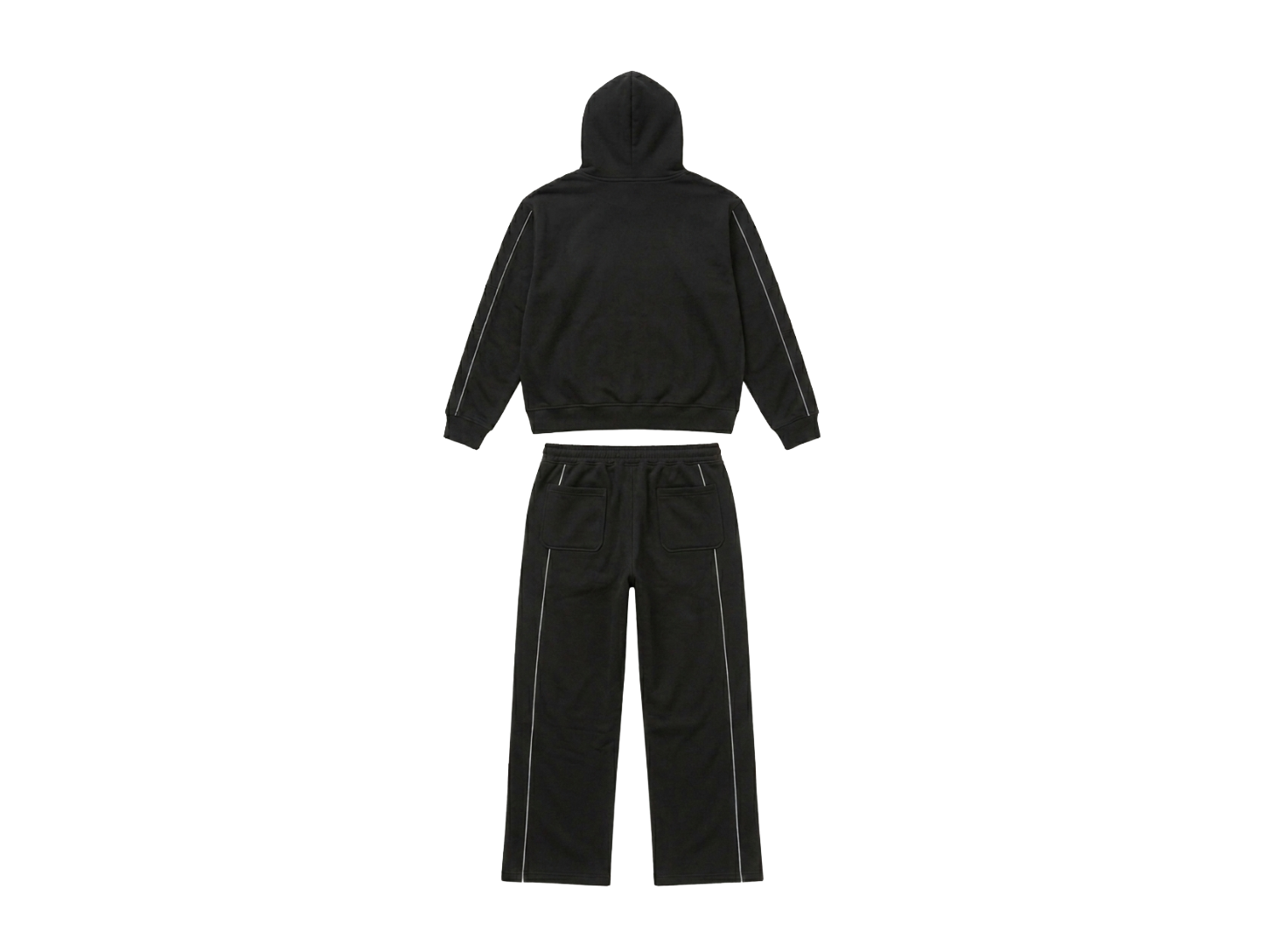 Agasalho de moletom pesado de algodão preto refletivo