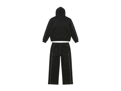Agasalho de moletom pesado de algodão preto refletivo